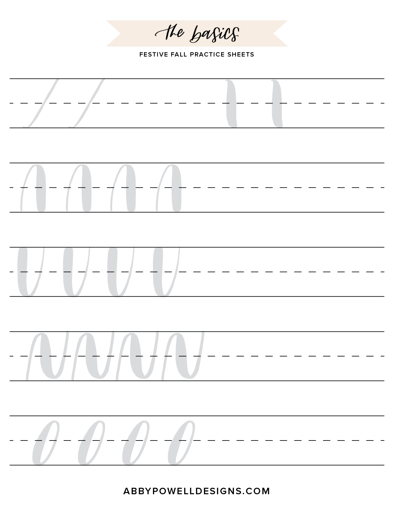 Learn the basics of lettering with this fall practice sheet from Abby Powell
