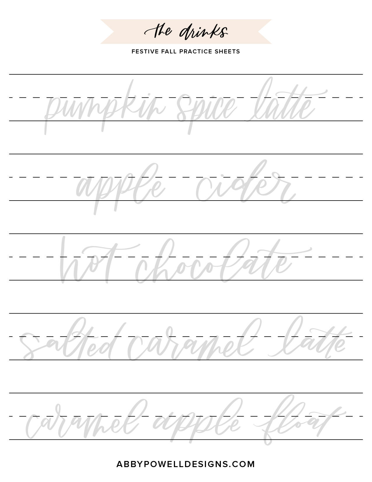 Learn to letter from home with these fall practice sheets from Abby Powell.