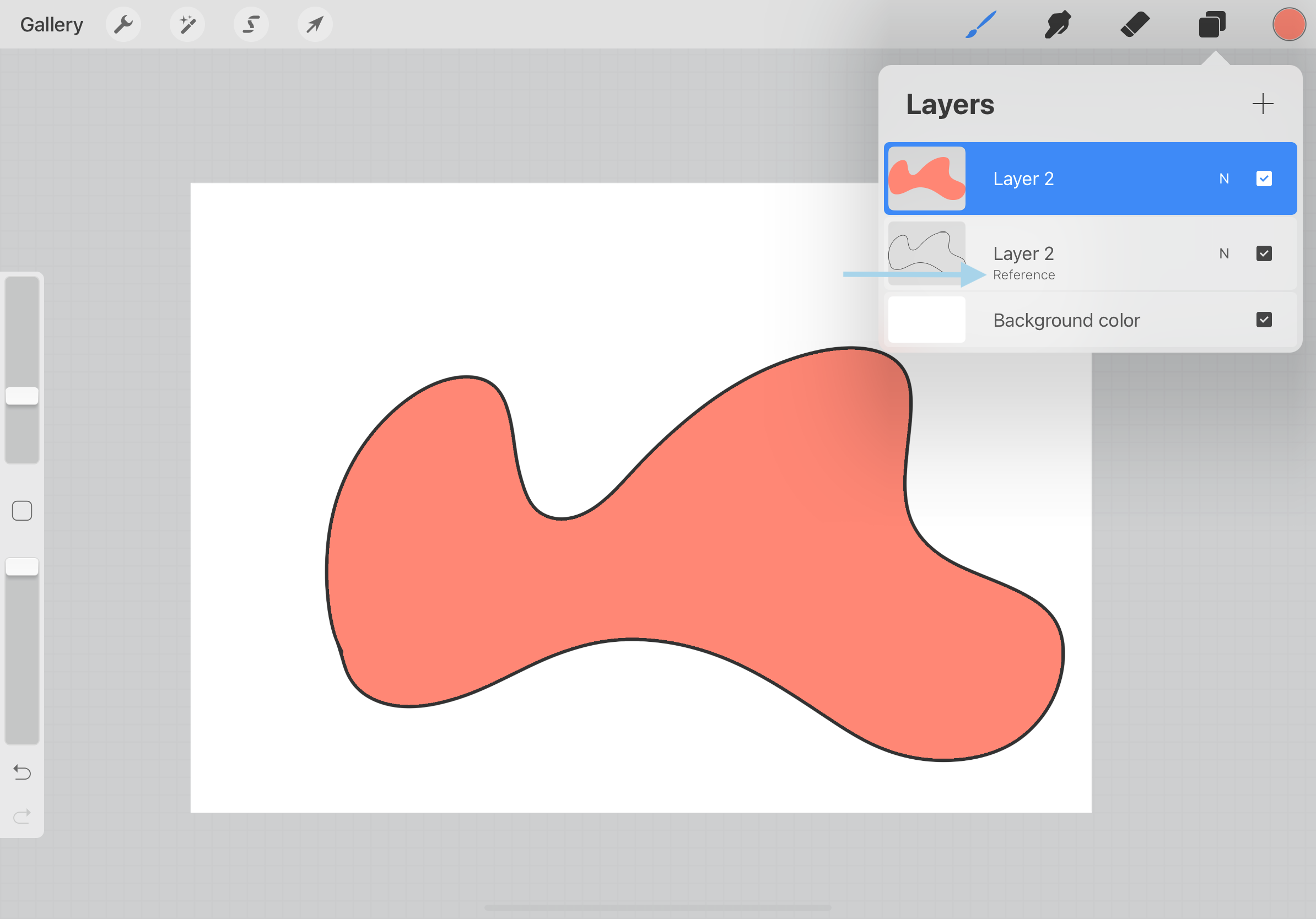 Use the reference layer feature in Procreate App to refer to a layer without editing it.